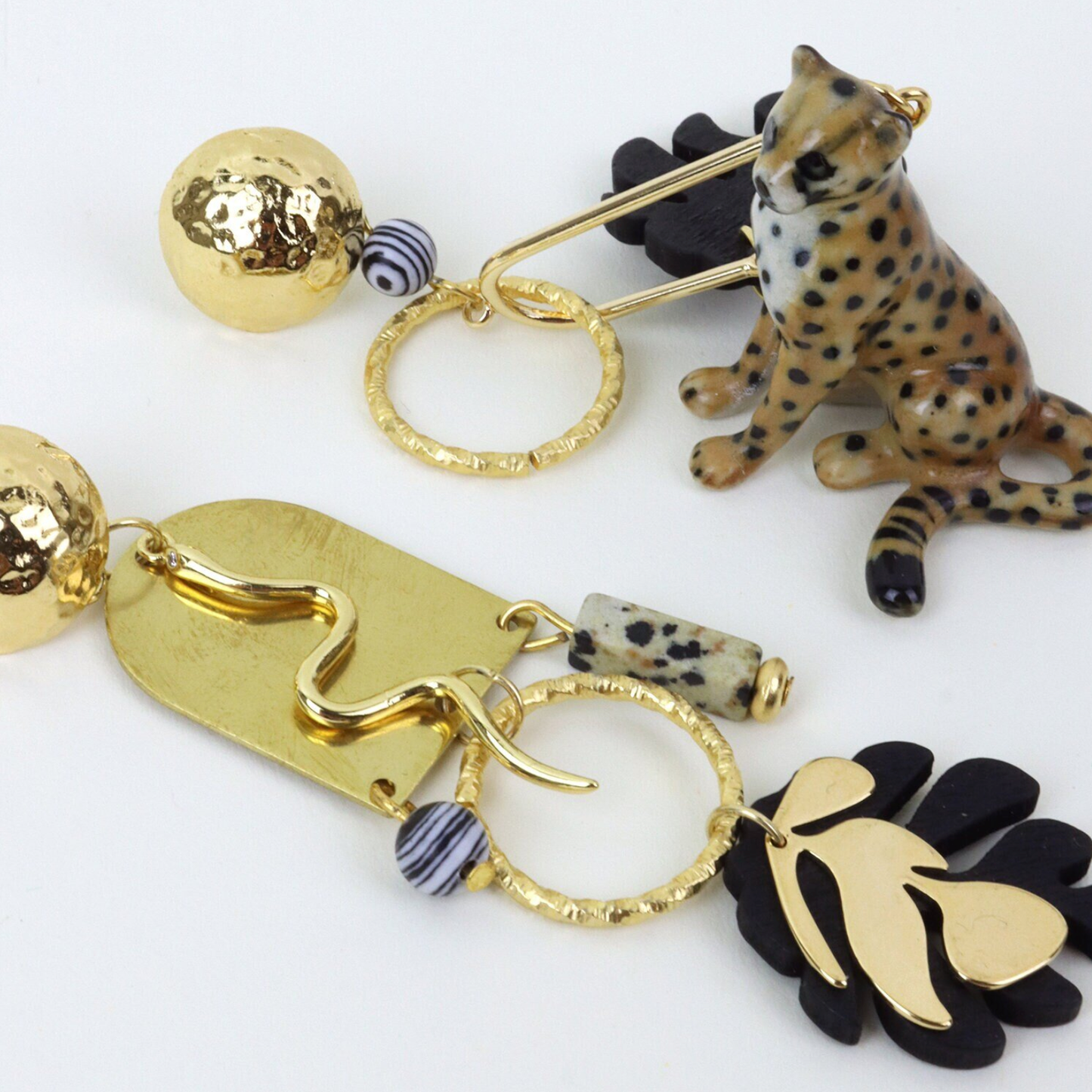 Cheetah, Snake & Monstera Gold Earrings