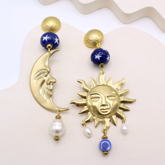 Sun & Moon Maxi Gold Earrings