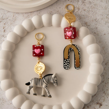 Zebra in Love Gold Earrings