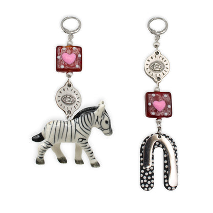Zebra in Love Silver Earrings