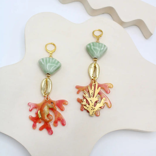 Seahorse & Coral Earrings