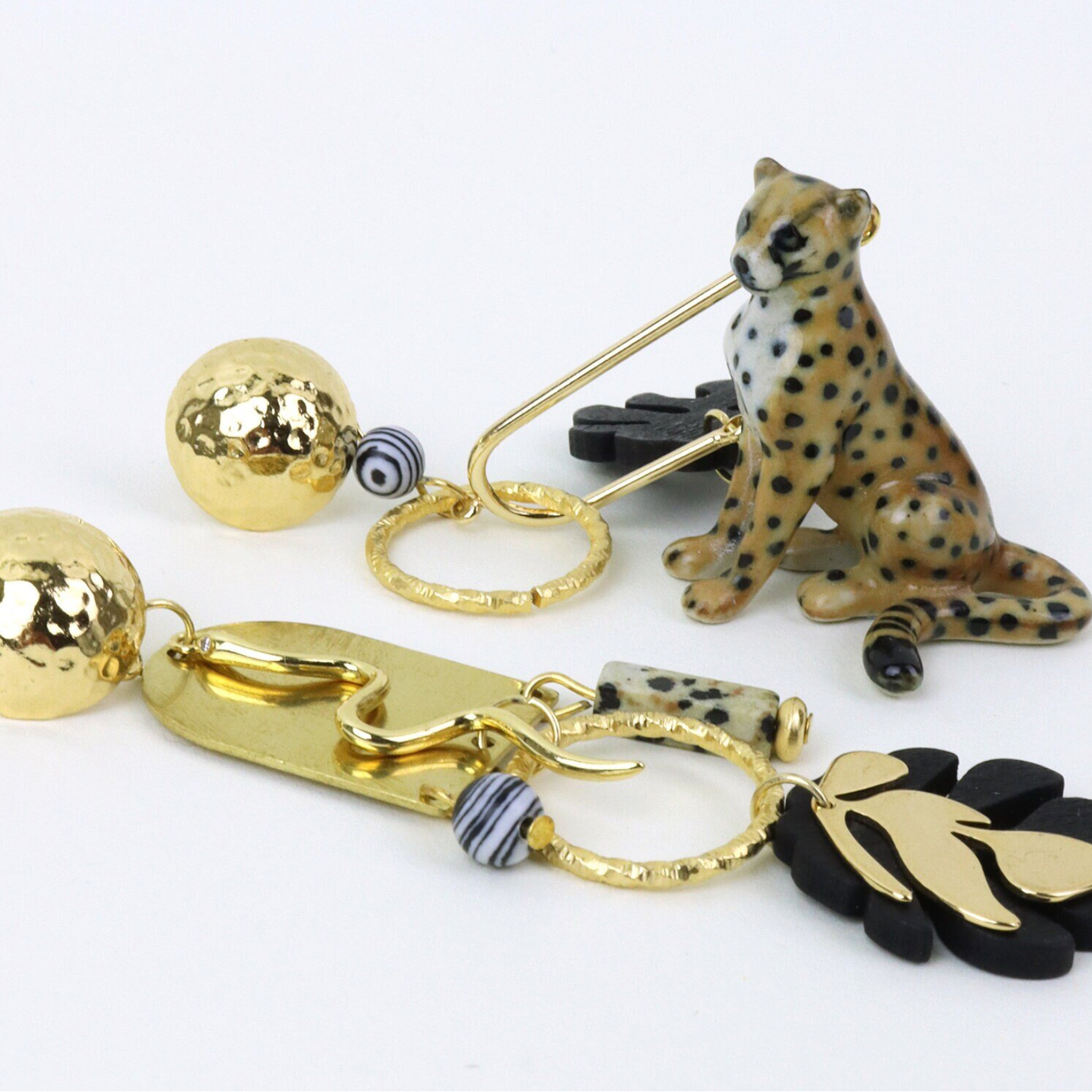 Cheetah, Snake & Monstera Gold Earrings