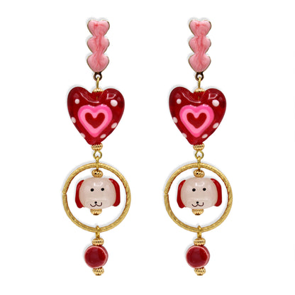 Dogs in Love Gold Earrings