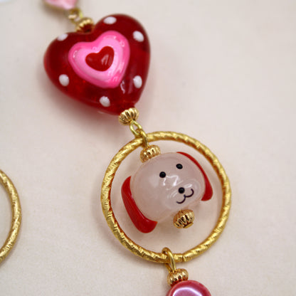 Dogs in Love Gold Earrings