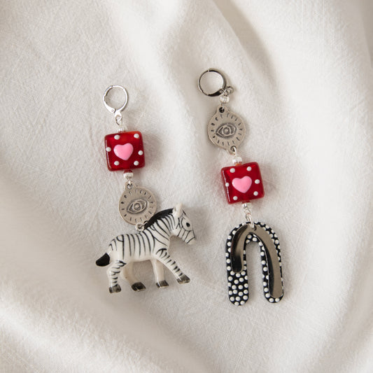 Zebra in Love Silver Earrings